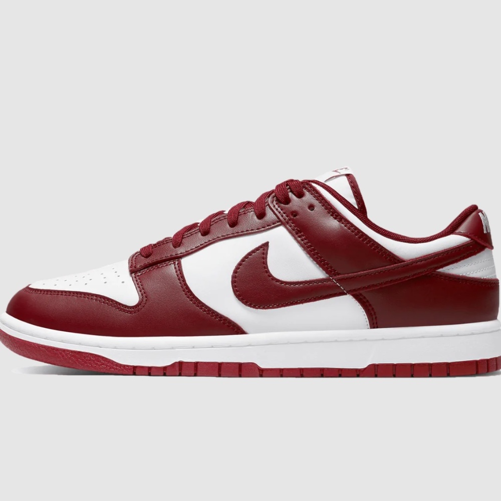 Nike Dunk Low ("Team Red" maroon color)